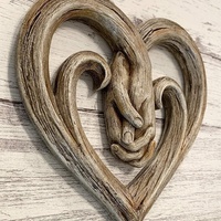 Sculpture murale rustique en résine imitation bois en forme de cœur, symbole d'amour, pour décoration intérieure, mariage, Saint-Valentin, artisanat