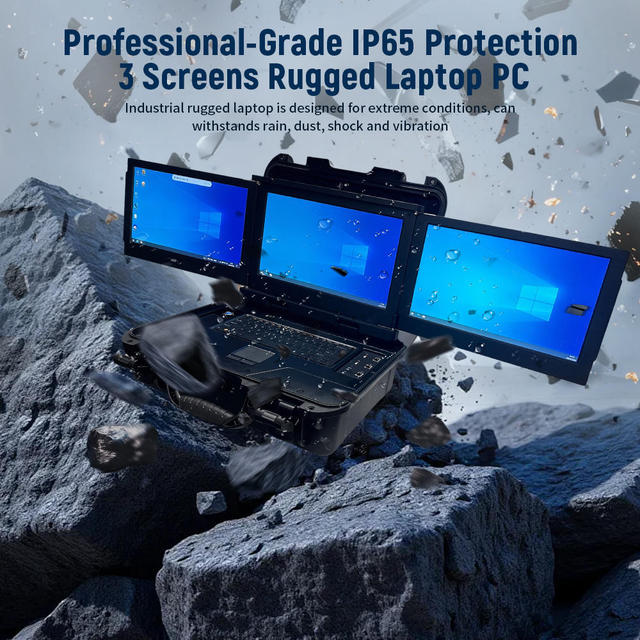 Heavy Duty Triple Screen Industrial Notebook Waterproof 15.6 Inch Display Rugged Computer Emergency Workstation