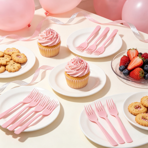 Vente en gros, Nouveauté, Offre Spéciale : Fourchettes jetables en plastique <span class=keywords><strong>rose</strong></span>, robustes et durables, pour mariages, réceptions, traiteurs, pique-niques et usage quotidien - Product Image 3