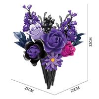 822PCS MOC Blocs de construction en forme de roses violettes gothiques, décorations botaniques artificielles, jouets, briques pour la Saint-Valentin, cadeau 20008