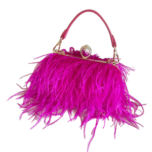 Bolso de Mano Tipo Clutch con Plumas de Avestruz, Bolso de Noche para Damas con Anillos de Diamantes, Bolso de Fiesta con Correa de Cadena - Product Image 1