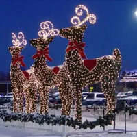 Outdoor Christmas 3d large flying glitter string deer life size shape decorate motif light