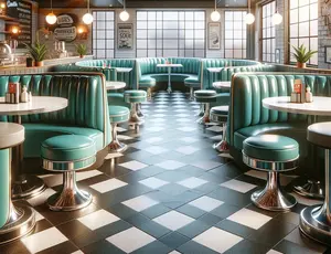 Ensemble de meubles de restaurant américain rétro des années 1950 <span class=keywords><strong>canapé</strong></span> en demi-cercle table de stand en bois incurvé avec chaises pour restaurant - Product Image 6