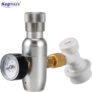 Kegmaxs CO2 Mini Keg Charger Dispenser Corny Keg Regulator 0-60PSI With 3/8"Thread Adapter Ball Lock Disconnect For Homebrew