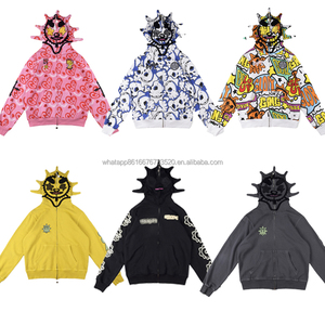 Người Đàn Ông Của Quần Áo Chất Lượng Hàng Đầu 100% Cotton Zip up Hoodies Áo Nỉ Tracksuits Đường Phố Cao Cổ Điển Nặng Glo Gang Cho Nam Giới - Product Image 1