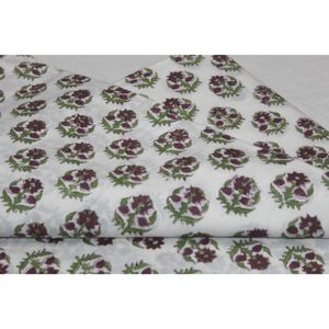 Tela de Algodón Estampada a Mano Estilo Vintage con Diseño Floral Moderno de Jaipur, Material Ligero para Bolsos, Cortinas y Vestidos - Product Image 2