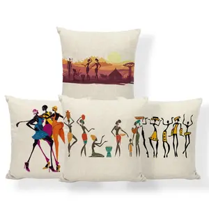 Supplier Wholesalers Ethnic Cushion Cover Digital Printed Fabric Decorations African Women Style Printed Cushion Home Decor