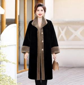 Vêtements d'hiver avec manteau en fourrure de vison épais, style long, manteau pour femme pour les personnes d'âge <span class=keywords><strong>moyen</strong></span> et âgées - Product Image 4