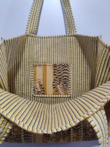 Sac fourre-tout imprimé à rayures tigre en coton matelassé fait à la main pour femmes jaune Style bohème épaule mode poche Shopping Messenger - Product Image 4
