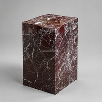 Table d'appoint en marbre naturel Rosso Violetto, socle en marbre violet-rouge, table d'appoint de luxe avec veines blanches effet toile d'araignée
