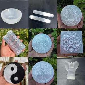 Pierre brute marocaine transparente en cristal blanc naturel, ornement colonne, motif <span class=keywords><strong>arbre</strong></span> <span class=keywords><strong>de</strong></span> <span class=keywords><strong>vie</strong></span>, cercle du zodiaque, <span class=keywords><strong>Yin</strong></span>-<span class=keywords><strong>Yang</strong></span>, pour la maison - Product Image 3