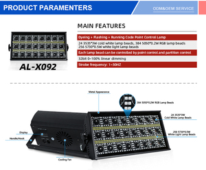 Luci decorative per VLTG Diwali 24 pezzi lampada per tenda da tuono RGBW 4 in1 luci per lavaggio stroboscopiche 24*3W per controllo puntuale stroboscopico DMX512 - Product Image 5