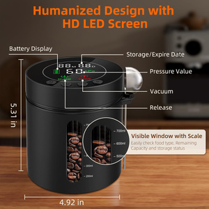 Rechargeable Electric <b>Vacuum</b> Coffee Canister, Smart Airtight Food Storage <b>Container</b> with LED Display & Pressure Sensor - Product Image 2