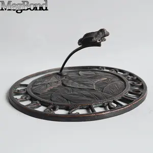 Metal handmade frog sundial for garden decoration