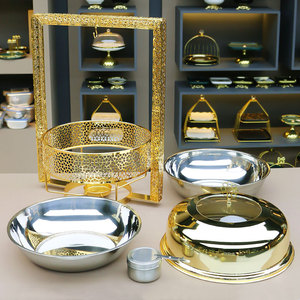 Nouveauté Chauffe-plat décoratif de luxe Chauffe-plats dorés pour <span class=keywords><strong>buffet</strong></span> 8L - Product Image 4