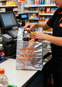 Sacs en plastique transparents Hualong - Sacs d'emballage à main pour les courses au supermarché (Logo Happy Shopping) - Product Image 6