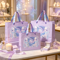 Sac en papier haut de gamme à thème zodiacal avec poignée en ruban gaufré 3D, sac de shopping écologique personnalisé avec logo imprimé