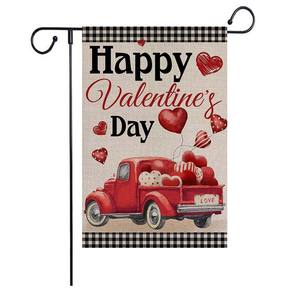 Jardin double face pour la Saint-Valentin pour Amazon New Outdoor Courtyard Plaid Love Logo Digital Printing Party Polyester Silk - Product Image 4