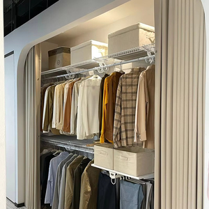Cortina de Separación para Armario, Guardarropa, Dormitorio, Comedor o Sala de Estar, Extensible, Enrollable, <span class=keywords><strong>con</strong></span> Cierre, a Prueba de Polvo - Product Image 1