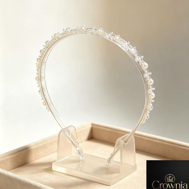 Delicate Pearl Rhinestone Brass Hairband Bridal Wedding Headpiece Elegant Party Accessory Adults Children Made Yiwu Crownia