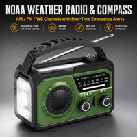 Radio météo d'urgence 16kMah NOAA/AM/FM, lanterne solaire de camping, manivelle rechargeable, batterie externe |   Alarme SOS Lampe torche 3 modes