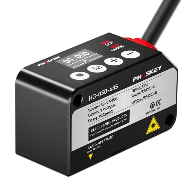 Phoskey HG Series Small High Precision RS-485 12V/24V DC Digital Laser Displacement Sensor with Display 30/50/100/200/400/700mm
