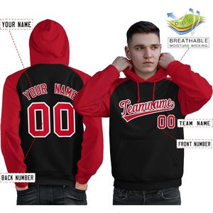 เสื้อฮู้ดดี้แบบกำหนดเอง ออกแบบข้อความส่วนตัว เสื้อสเวตเชิ้ตยูนิเซ็กซ์ สีแดงดำ ผ้าเฟรนช์เทอร์รี่ 320 กรัม สวมใส่สบาย ระบายอากาศได้ดี มีกระเป๋า เหมาะสำหรับฤดูใบไม้ร่วง - Product Image 2
