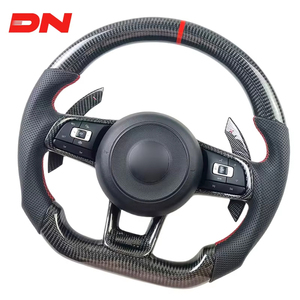 Volante Deportivo R-Line de Cuero y Fibra de Carbono para Volkswagen VW <span class=keywords><strong>Golf</strong></span> 7 R MK7 MK8 Jetta Passat B8 <span class=keywords><strong>Polo</strong></span> Tiguan <span class=keywords><strong>GTI</strong></span> X5 X3 CC X4 - Product Image 1