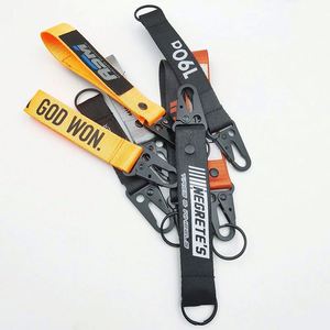 <b>Custom</b> logo Nylon Woven Key Chain Wrist Strap Carabiner <b>Keychain</b> with Button - Product Image 5