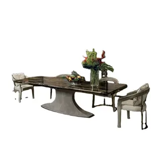 Villa furniture luxury table for villas and luxury houses balcony garden grey square marble table set for outside patio