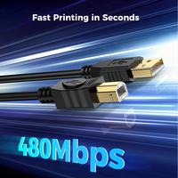 RSHTECH kabel Printer USB 2.0, kabel Printer USB a ke USB B dengan kecepatan Transfer 480Mbps untuk Printer 1M/2M/3M/5M