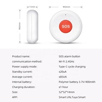 Botón de Emergencia SOS Inteligente Tuya con Wi-Fi, Tipo-C, Sistema de Seguridad para el Hogar, Llamada de Emergencia Inalámbrica, Alarma Personal de Alta Sensibilidad