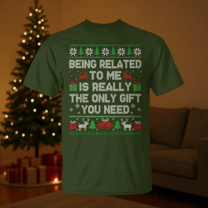 Camiseta con diseño de suéter navideño feo para mujer, regalo navideño, diseño divertido con cita familiar, verde, XL - Product Image 3