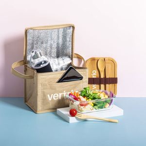 Sac isotherme promotionnel Nature Line en papier laminé résistant, capacité 6 canettes, intérieur fini, poignée en aluminium pour le déjeuner - Product Image 4