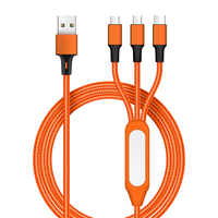 Cordon de charge universel 3 en 1 USB C multi-câble pour téléphone portable Power Bank écouteur en aluminium durable PVC pratique en boîte.