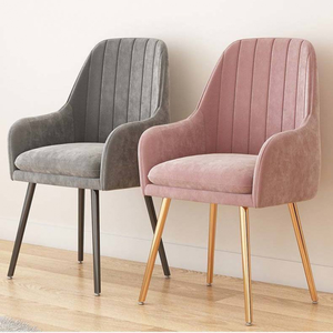 Chaises de salon en tissu velours nordique pas cher, design moderne et luxueux, chaises rembourrées pour salle à manger avec pieds en métal dorés - Product Image 6