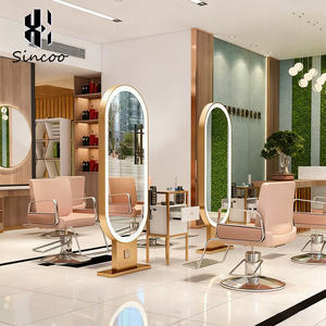 กระจกตั้งพื้นสองด้านสีทองสำหรับร้านทำผม Sincoo Professional Modern Glass สำหรับร้านตัดผมและห้างสรรพสินค้า - Product Image 1