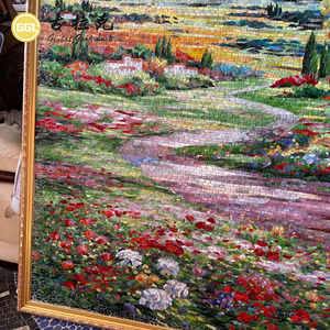 Arte Mural de Mosaico de <span class=keywords><strong>Vidrio</strong></span> Paisajístico Hecho a Mano, Pintura de Mosaico de <span class=keywords><strong>Vidrio</strong></span> Enmarcada para Decoración de Paredes Interiores - Product Image 6