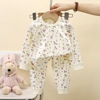 Ensemble de vêtements décontractés pour enfants en coton, manches longues, lettres de dessins animés d'animaux, doux, pour garçons et filles, automne-hiver, chemise et pantalon, pyjama