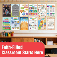 Juego de Pósters Educativos de la Biblia, Pósters Religiosos Cristianos para Decoración de la Escuela Dominical e Iglesia