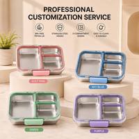 Boîte à bento Risheng en acier inoxydable à 3 compartiments, mignonne pour enfants, adultes et nouveau-nés, compatible micro-ondes/lave-vaisselle, sans BPA, anti-fuite
