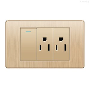 Prise murale multifonction six trous avec interrupteur, USB et port USB-C, finition or brossé, norme mexicaine et américaine - Product Image 3