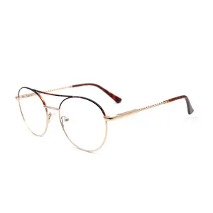 New fashion metal retro optical frame double bridge metal eyewear with twist temple for men and women