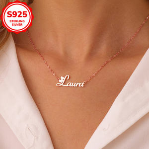 Agent de <span class=keywords><strong>recrutement</strong></span> d'usine fête des mères collier avec nom personnalisé plaque signalétique personnalisée collier en argent sterling 925 plaqué or 18 carats - Product Image 4