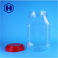 Bocaux à bonbons et à en-cas en plastique PET transparent de qualité alimentaire, 2100 ml, avec couvercle à vis rouge, étanches et sans BPA