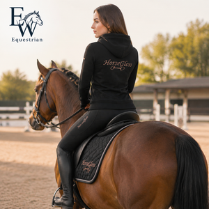 Sudadera con capucha de <span class=keywords><strong>caballo</strong></span> para mujer, ropa ecuestre, Tops de <span class=keywords><strong>montar</strong></span> <span class=keywords><strong>a</strong></span> <span class=keywords><strong>caballo</strong></span>, negro, oro rosa, novedad - Product Image 4