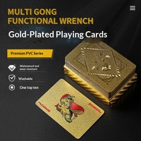 Cartes de poker en feuille d'or en gros, grande quantité, en PVC plastique, imperméables, résistantes à la pliage, épaissies, emballage rectangulaire en carton, de qualité supérieure