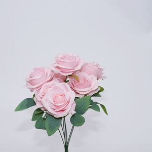 Hermoso Ramo de Rosas Artificiales de Seda de 9 Ramas, Hecho a Mano, Rosa Feliz, Especial para el Día de San Valentín, Nuevo, Versátil, de Alta Calidad - Product Image 1