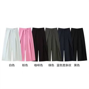 ZATRHMBM primavera e autunno <span class=keywords><strong>abbigliamento</strong></span> <span class=keywords><strong>donna</strong></span> 2025 nuova moda pieghettata pantaloni larghi a pieghe <span class=keywords><strong>retrò</strong></span> Casual da <span class=keywords><strong>donna</strong></span> - Product Image 1
