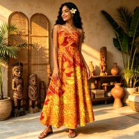 Gaun Pesta Panjang Model Halter Warna Kustom Samoa Polinesia Desain Tribal Pulau Pakaian Wanita Motif Bunga Gaun Hawaii